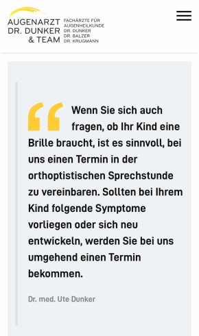 Webdesign Referenz: Augenarzt Dr. Dunker & Team - Mobile Screenshot
