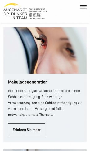 Webdesign Referenz: Augenarzt Dr. Dunker & Team - Mobile Screenshot