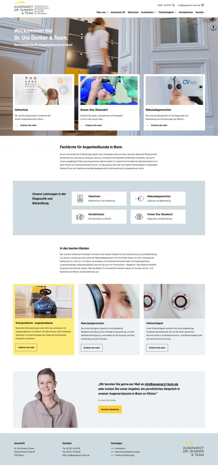 Webdesign Referenz: Augenarzt Dr. Dunker & Team - Desktop Screenshot