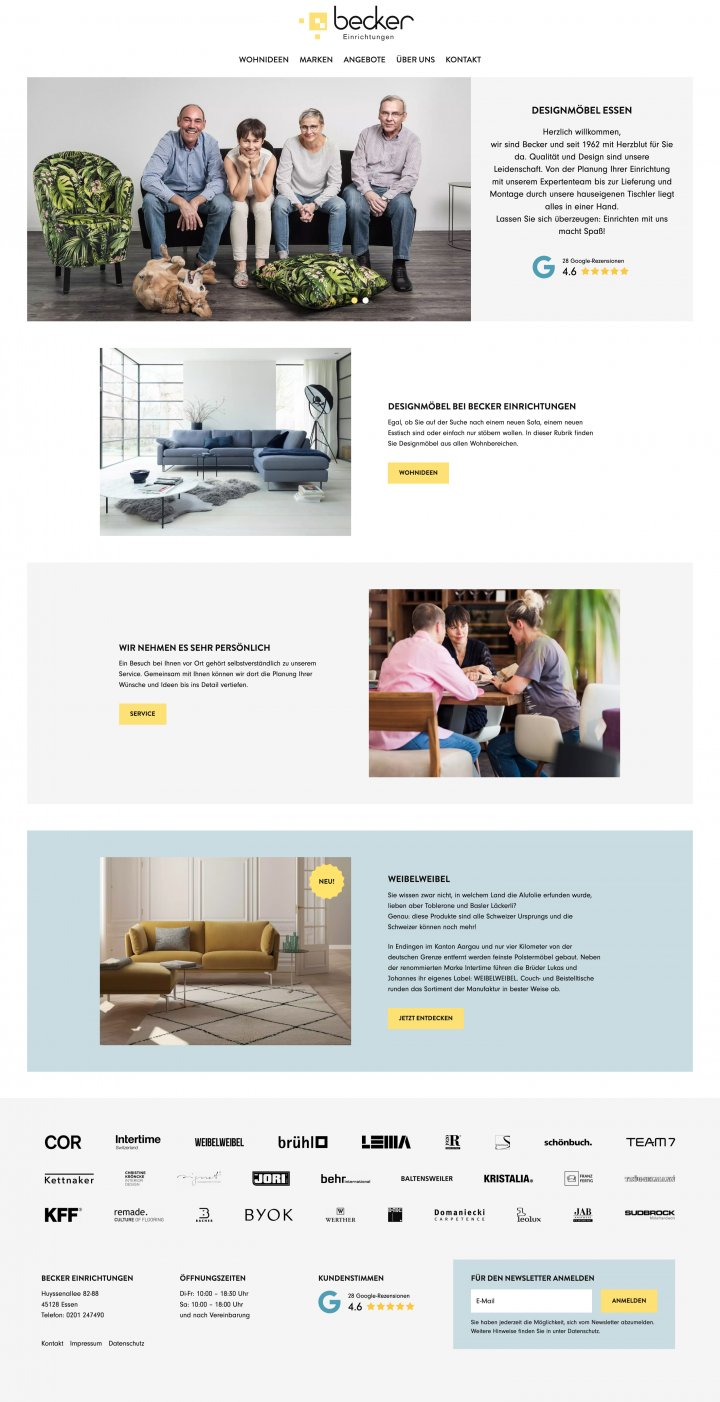 Webdesign Referenz: Becker Einrichtungen - Desktop Screenshot
