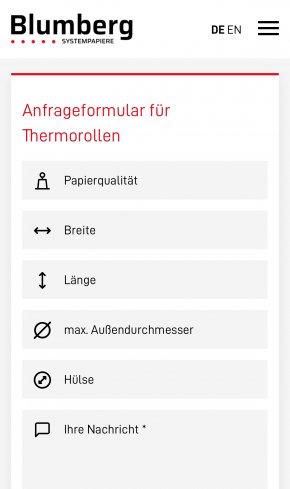 Webdesign Referenz: Blumberg GmbH & Co. KG - Mobile Screenshot