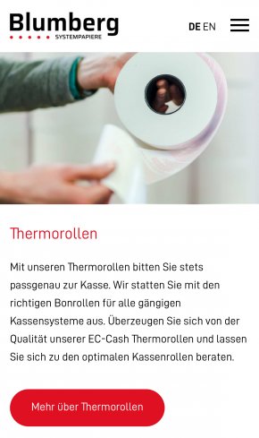 Webdesign Referenz: Blumberg GmbH & Co. KG - Mobile Screenshot