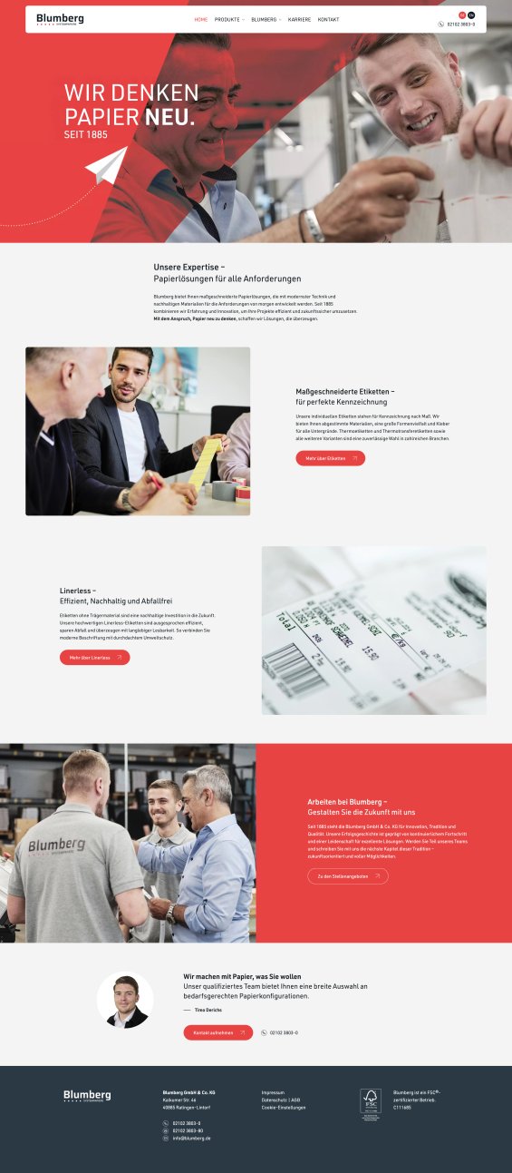 Webdesign Referenz: Blumberg GmbH & Co. KG - Desktop Screenshot