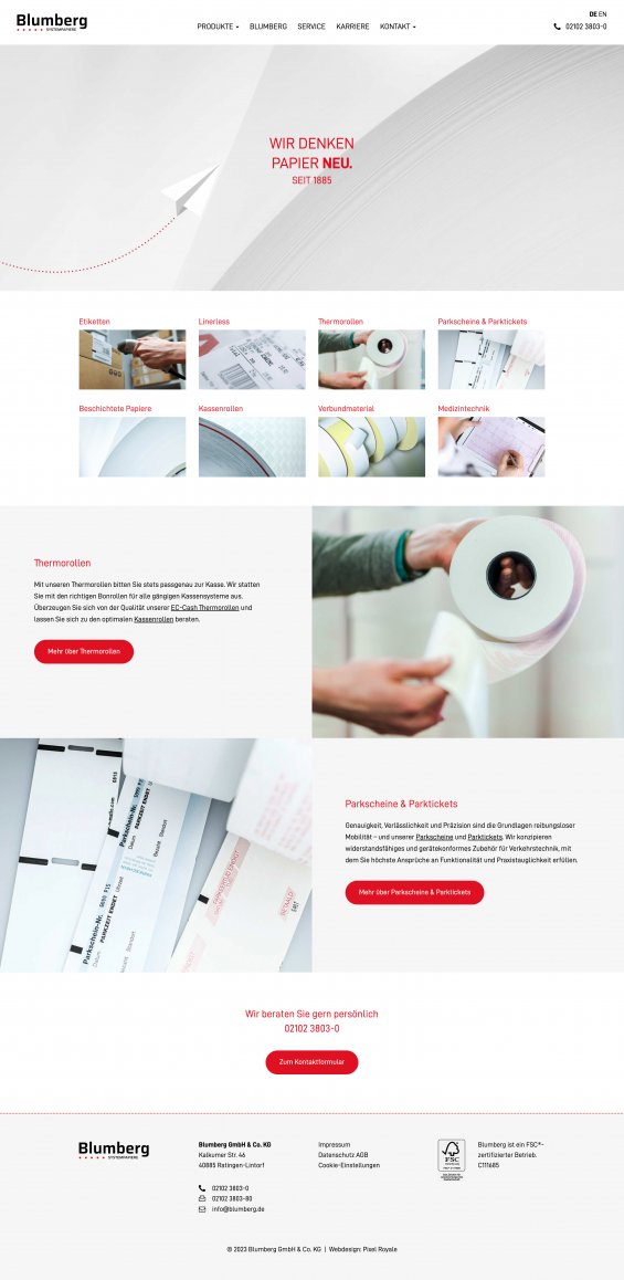 Webdesign Referenz: Blumberg GmbH & Co. KG - Desktop Screenshot