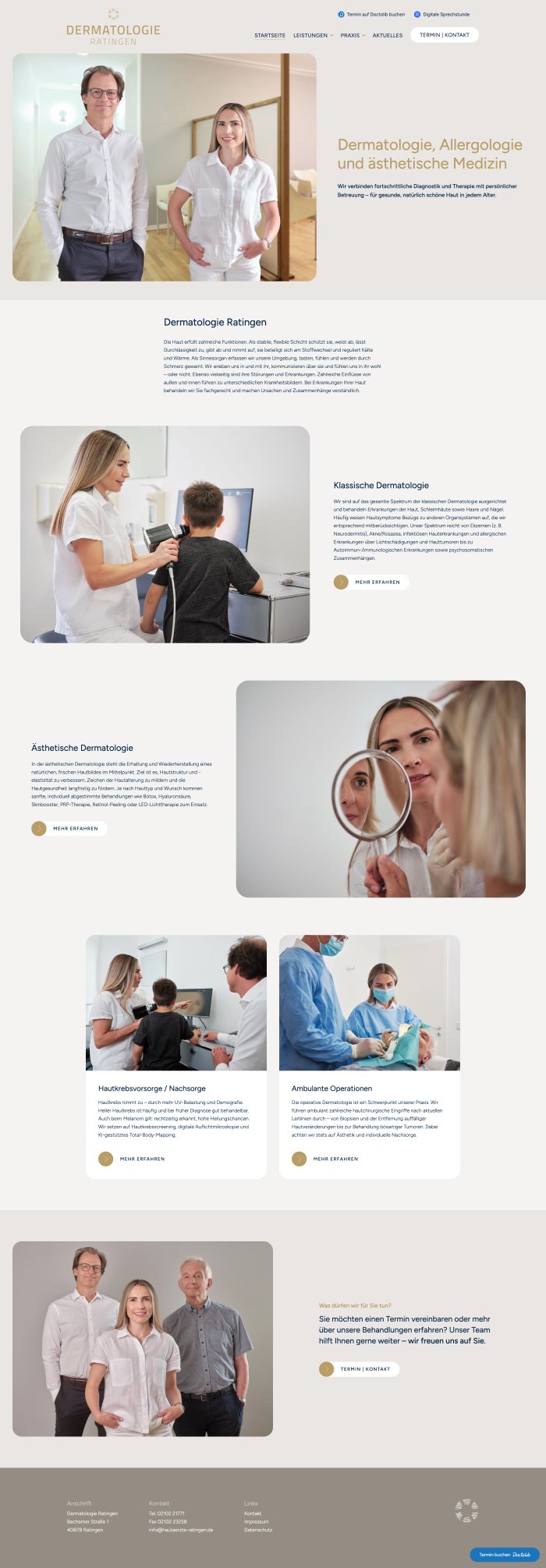 Webdesign Referenz: Dermatologie Ratingen - Desktop Screenshot