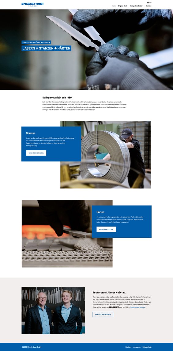 Webdesign Engels+Hast - Desktop