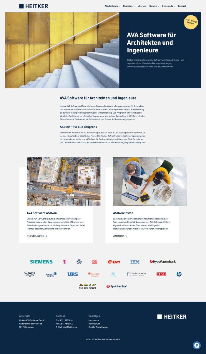 Webdesign Referenz: Heitker GmbH - Desktop Screenshot