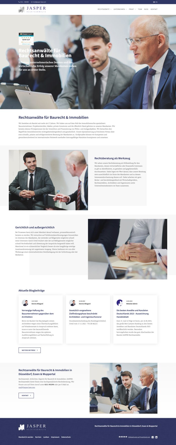 Webdesign Referenz: Jasper Rechtsanwälte - Desktop Screenshot