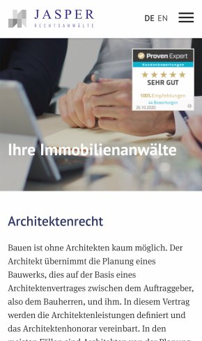 Webdesign Referenz: Jasper Rechtsanwälte - Mobile Screenshot