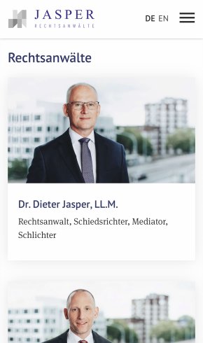 Webdesign Referenz: Jasper Rechtsanwälte - Mobile Screenshot