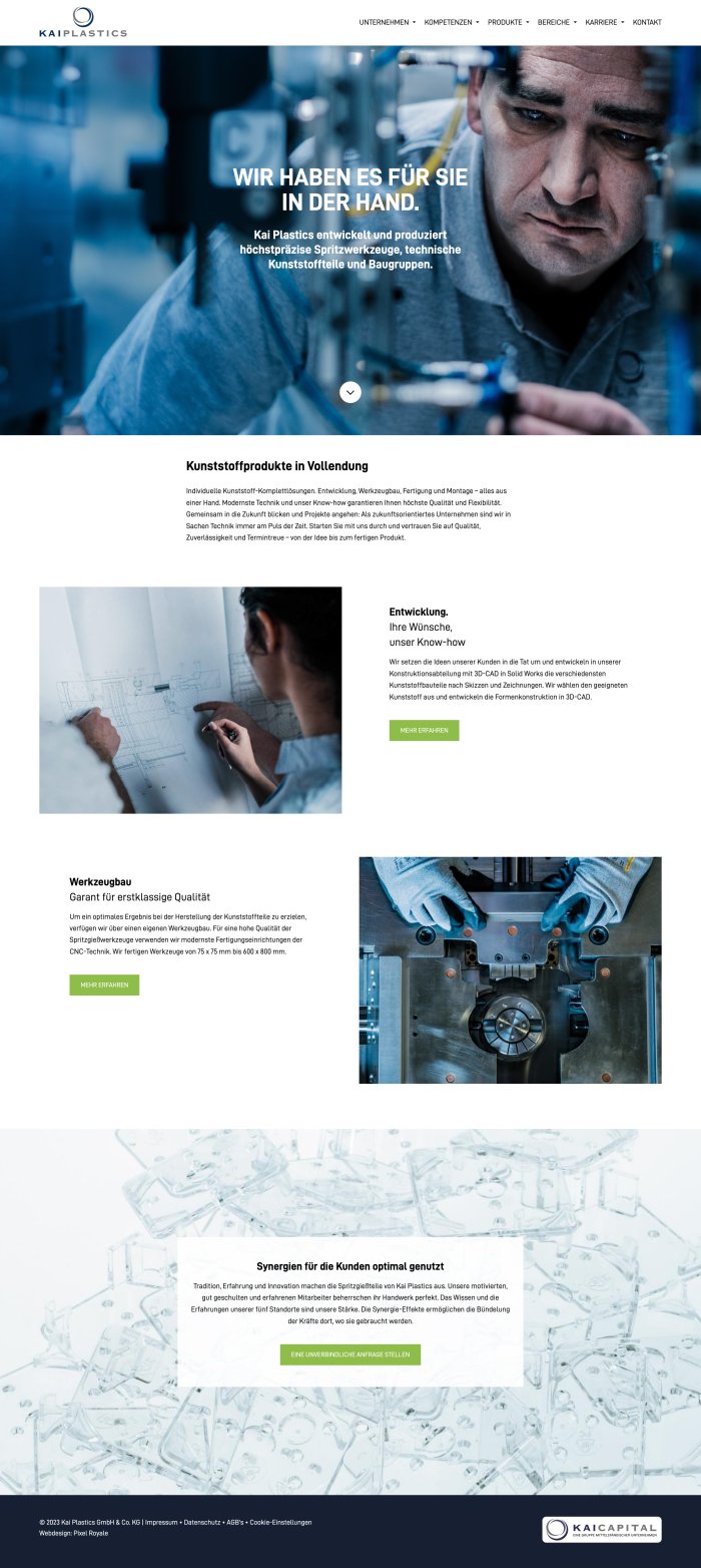Webdesign Referenz: Kai Plastics - Desktop Screenshot