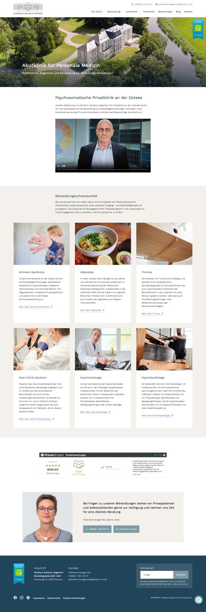 Webdesign Referenz: Klinikum Schloss Lütgenhof - Desktop Screenshot