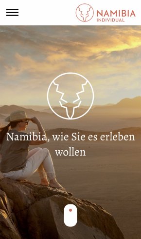 Webdesign Referenz: Namibia Individual - Mobile Screenshot