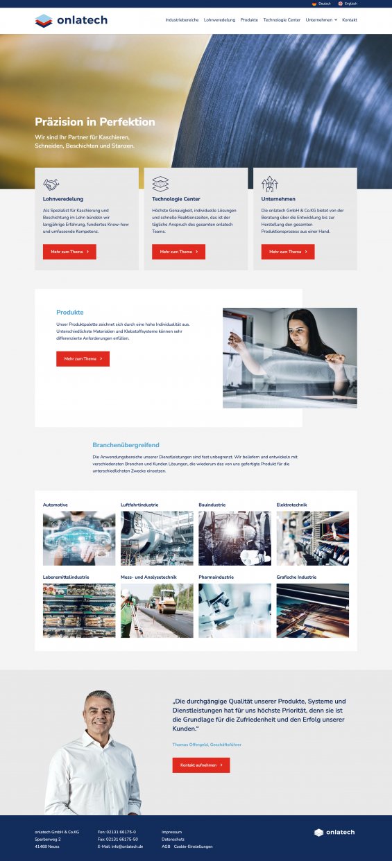 Webdesign Referenz: Onlatech GmbH & Co. KG - Desktop Screenshot