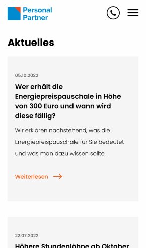 Webdesign Referenz: Personal Partner - Mobile Screenshot