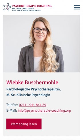 Webdesign Referenz: Psychotherapie Coaching - Mobile Screenshot