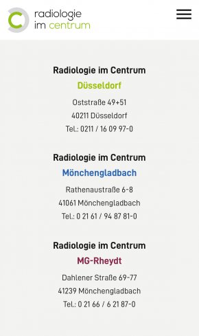 Webdesign Referenz: Radiologie im Centrum - Mobile Screenshot