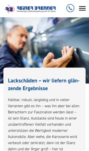 Webdesign Referenz: Reiner Brenner - Mobile Screenshot