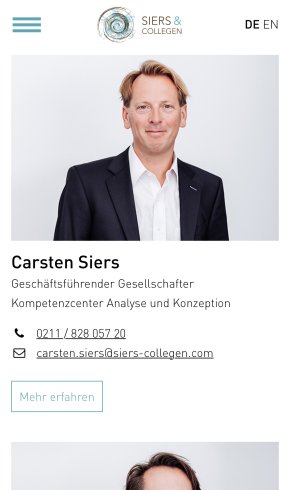 Webdesign Referenz: Siers & Collegen - Mobile Screenshot
