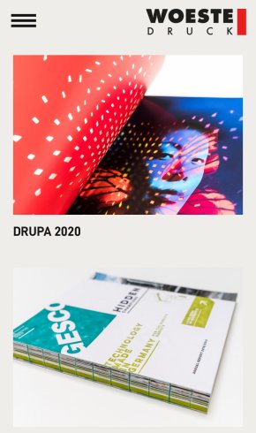 Webdesign Referenz: Woeste Druck + Verlag - Mobile Screenshot