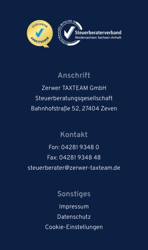 Webdesign Referenz: Zerwer TAXTEAM GmbH - Mobile Screenshot