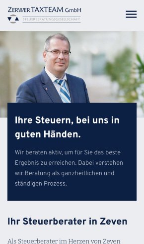 Webdesign Referenz: Zerwer TAXTEAM GmbH - Mobile Screenshot
